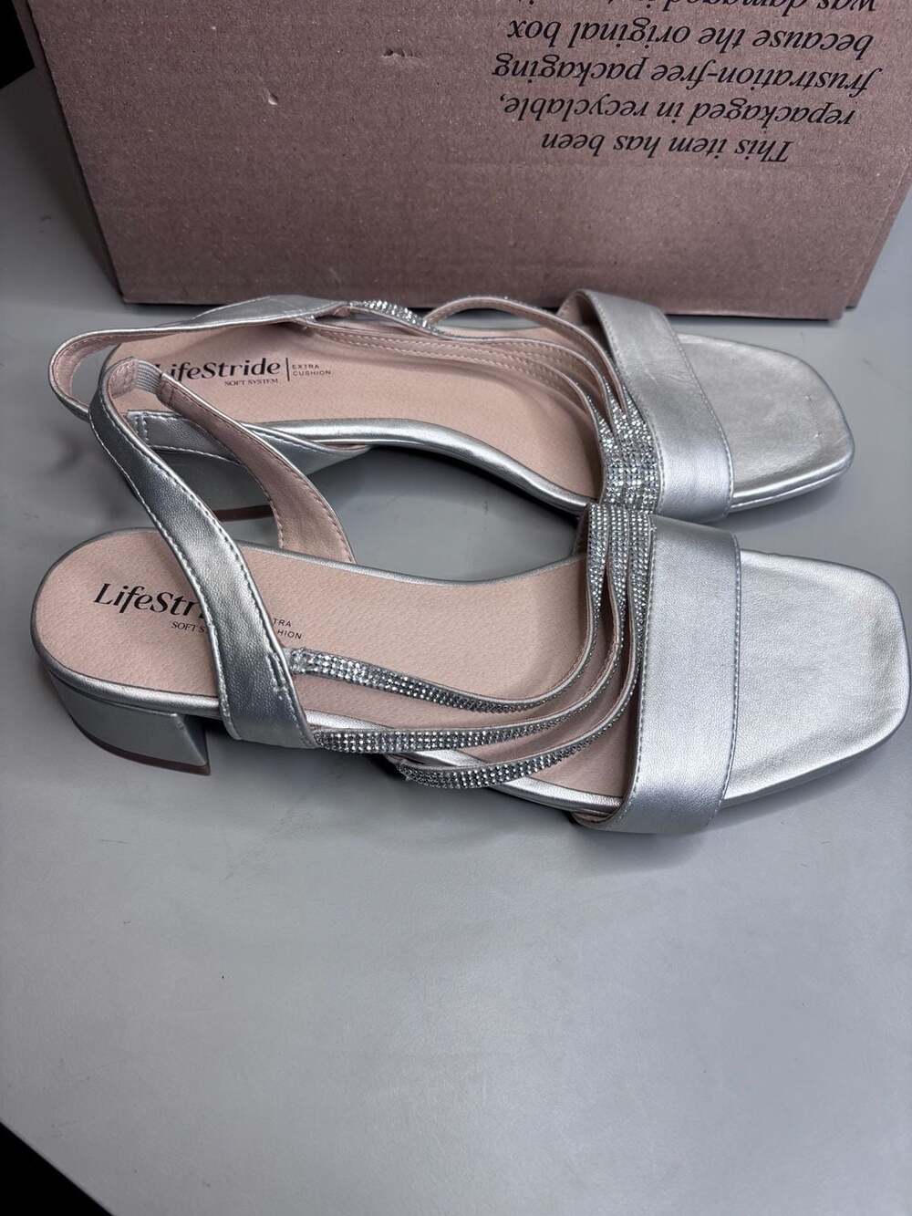 LifeStride Joy Slingback Rhinestone Dress Sandals size 11w